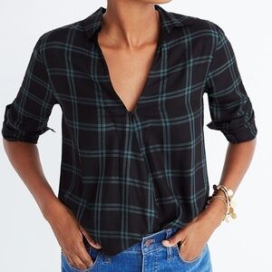 [madewell] Wrap-Front Shirt in Palma Plaid - M